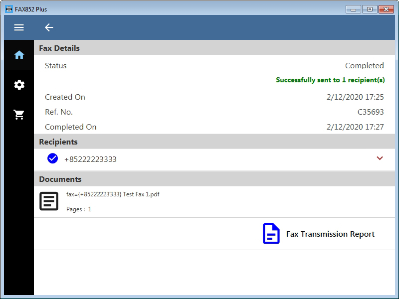 FAX852 Plus - View the fax details